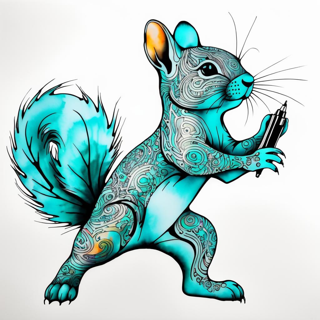 Vibrant Squirrel Tattoo Art Design