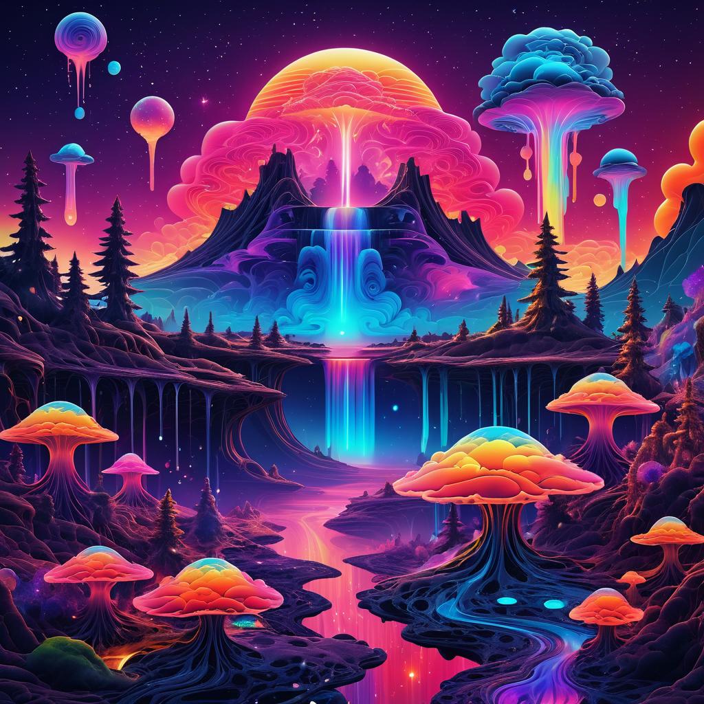 Surreal Psychedelic Mushroom Landscape