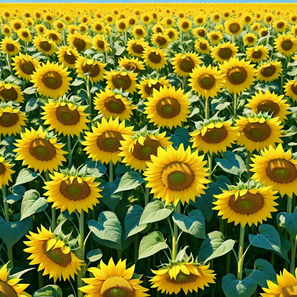 Vibrant Sunflower Field Under Clear Sky