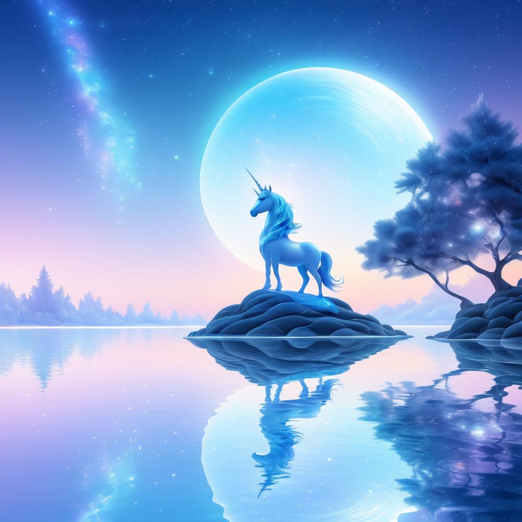 Ethereal Unicorn by a Tranquil Lake