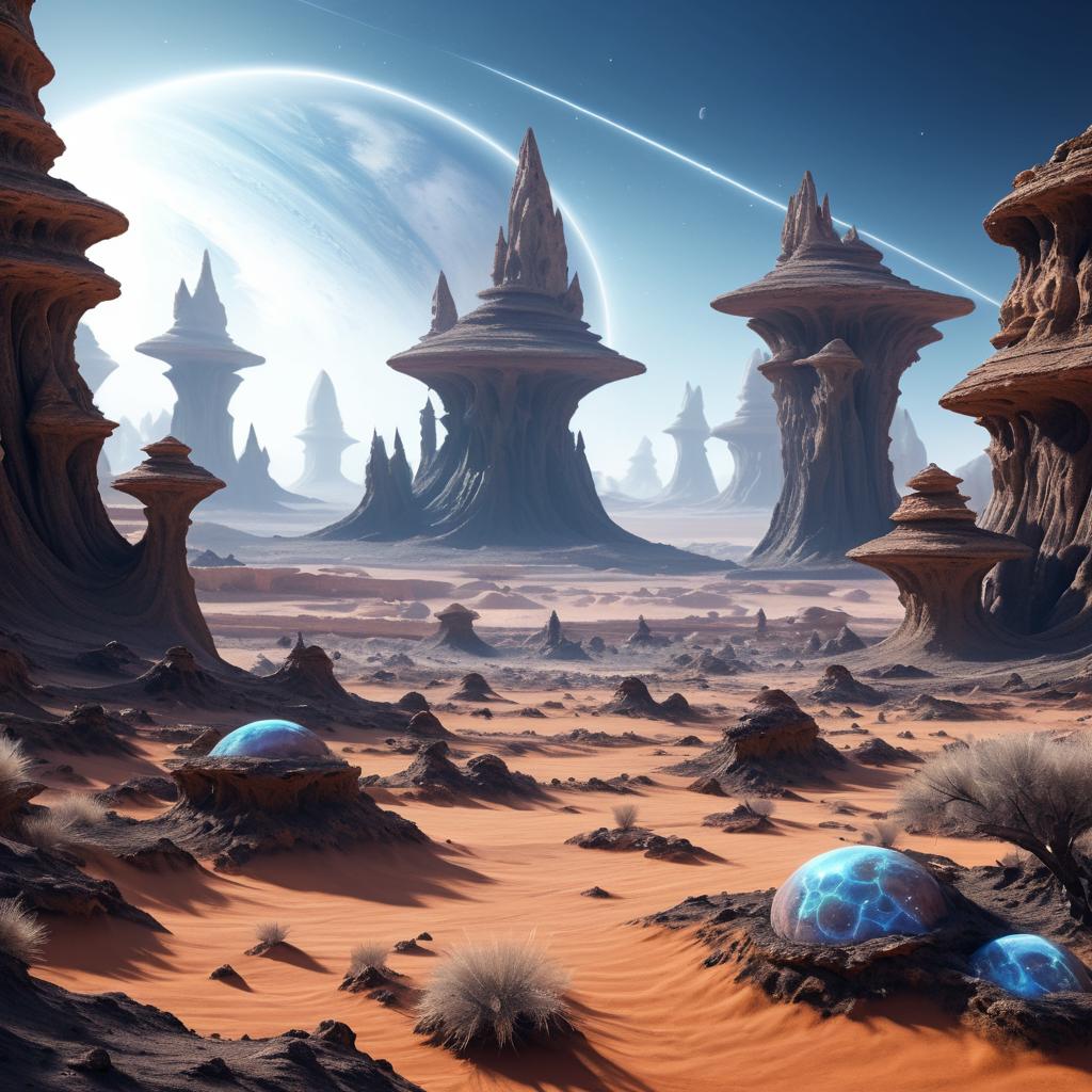 Bizarre Alien Landscape with Creatures