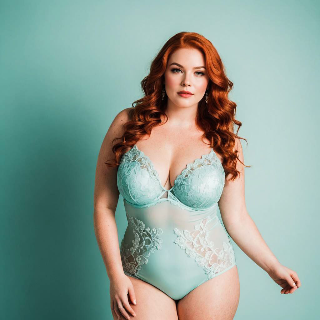 Confident Lingerie Model in Seafoam Breeze