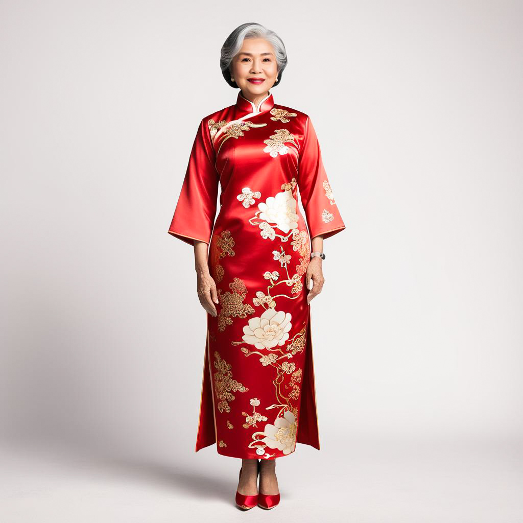 Joyful Grandmother in Traditional Qipao