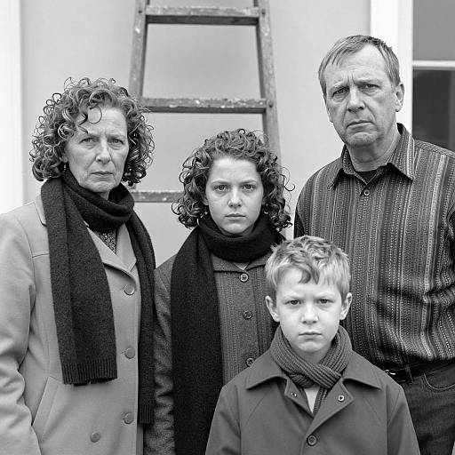 Emotional Black-and-White Family Portrait