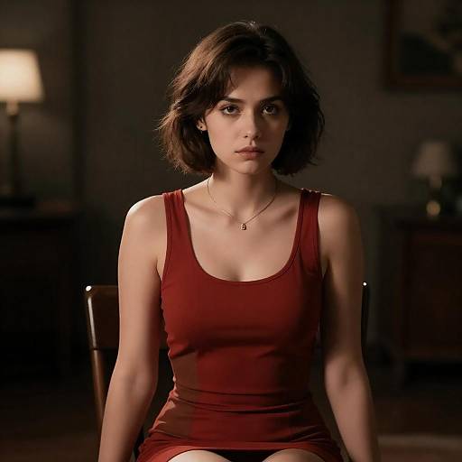 Moody Portrait of Young Woman in Dress