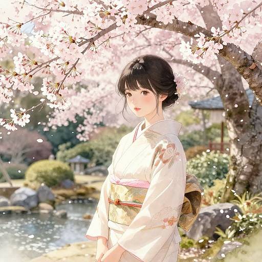 Patette in Tranquil Cherry Blossom Garden