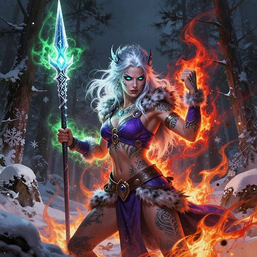 Platinum-Blonde Frost Warrior Woman