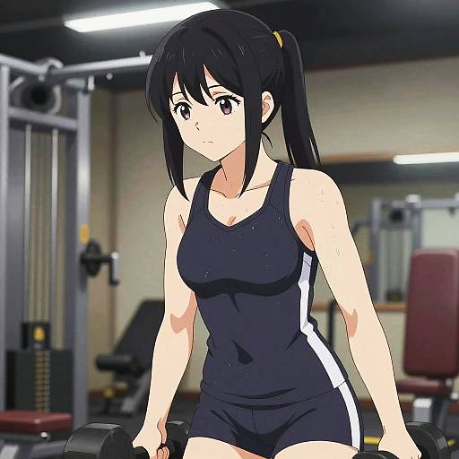 Anime Athlete Girl Intense Gym Training