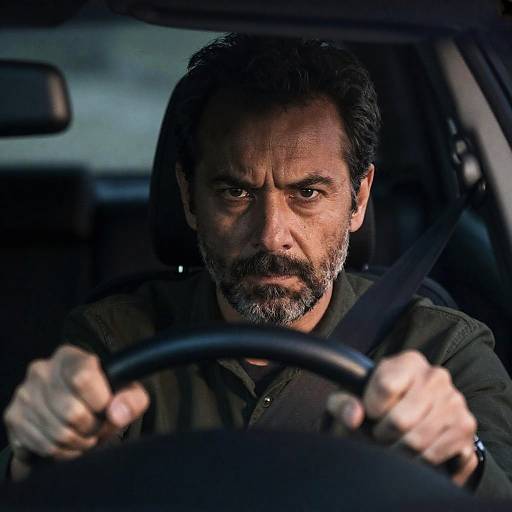 Focused Middle-Aged Man Driving Car