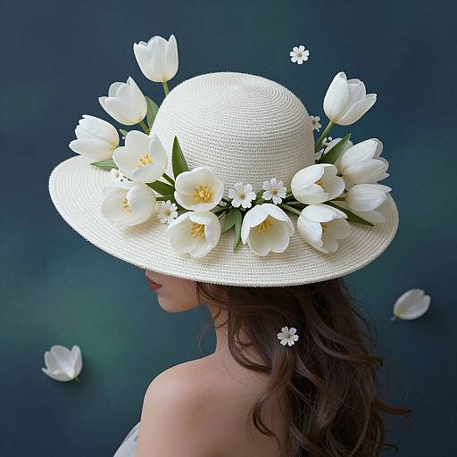 Woman with Floral Tulip Hat