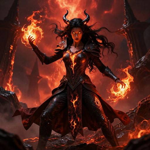 Volcanic Witch-Queen in Ember Armor