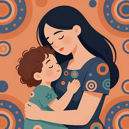 Loving Embrace: Mother and Child Illustration
