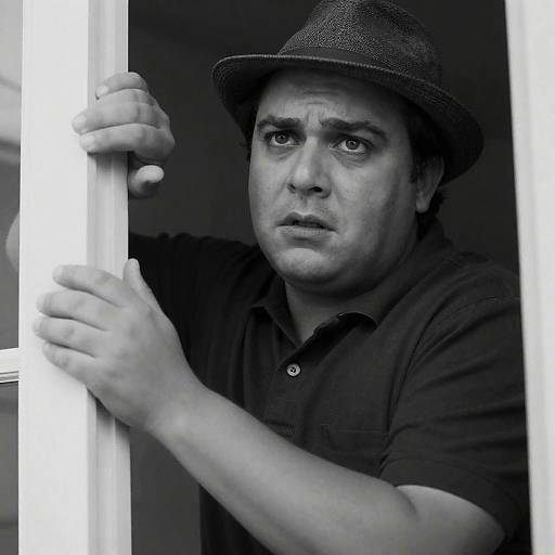 Concerned Man Holding a White Frame