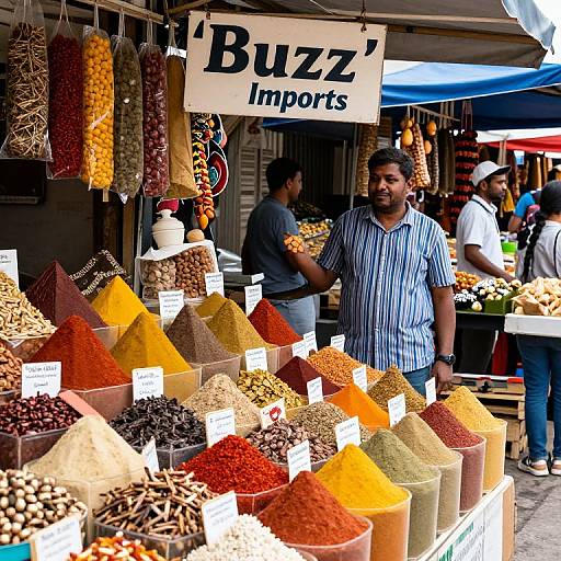 Bustling Street Market with Exotic Goods