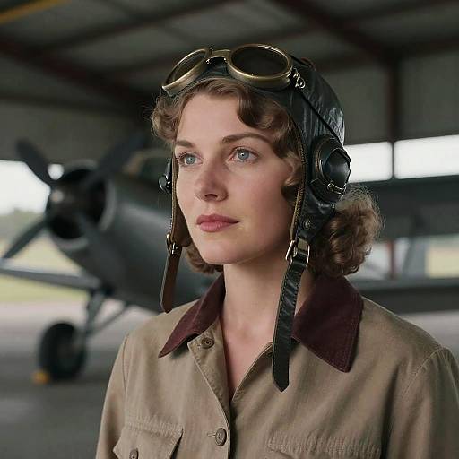 Vintage Aviator Woman Portrait