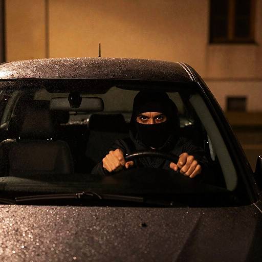 Mysterious Man in Dark Car at Night
