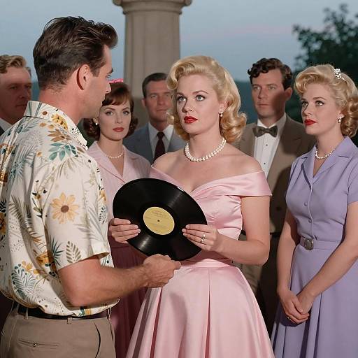 1950s Party Scene with Stylish Attire