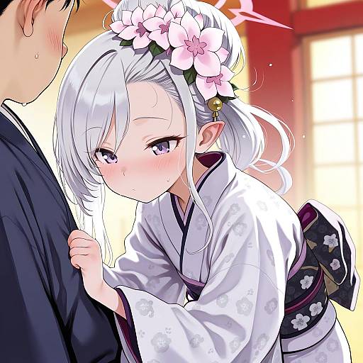 Illustration of Mutsuki (new year) (blue archive), blue archive in the style of Haguhagu (rinjuu circus)