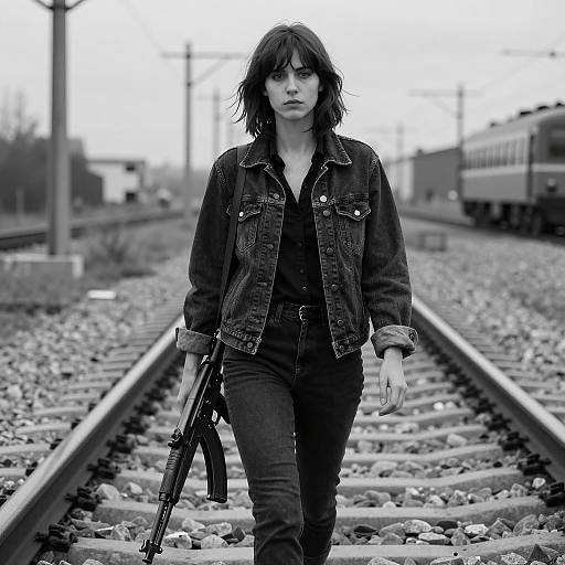 Moody Black and White Portrait of Woman