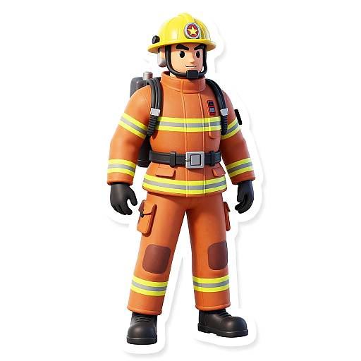3D Resin Sticker of Firefighter Character