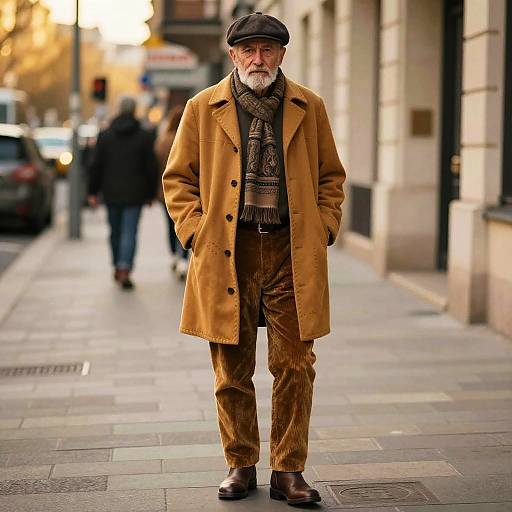 Golden-Hour Elderly Man in Chelsea Boots