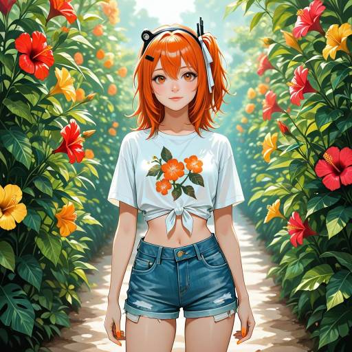 Cowgirl With Floral Vibes and Orange Hair