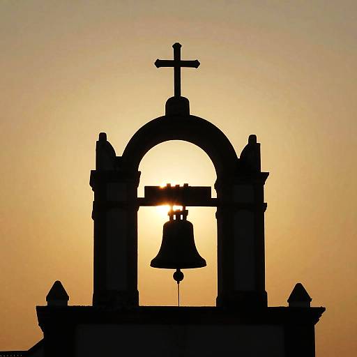 Sunset Silhouette of Church Bell Tower