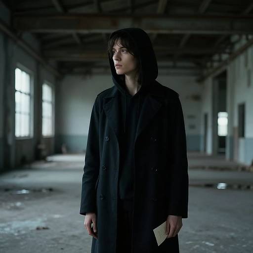 Mysterious Lone Figure in Warehouse