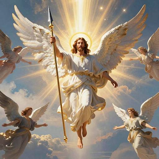 Jesus Ascending with Golden Spear