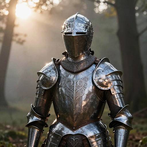 Ornate Knight Armor in Misty Forest