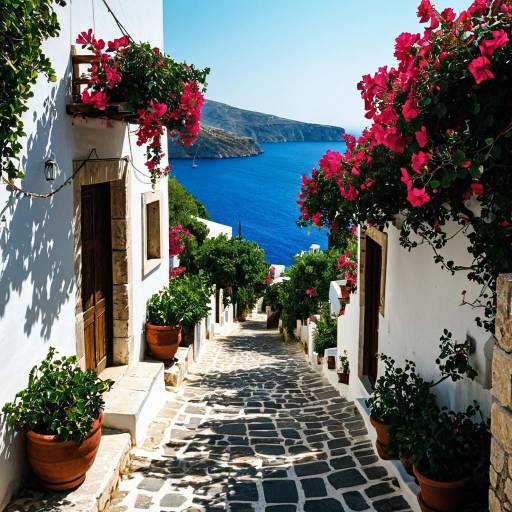 Charming Sunlit Greek Village Alleyway Charming Sunlit Greek Village Alleyway