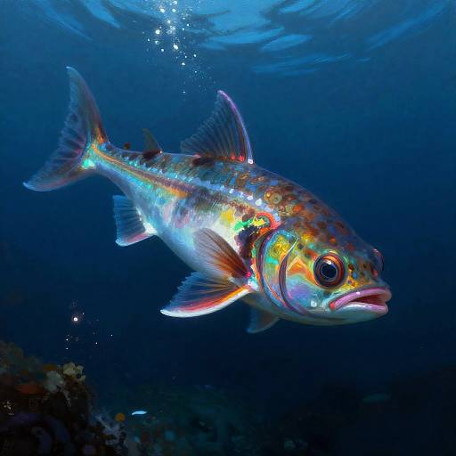 Neon Anglerfish in Deep Sea Trench