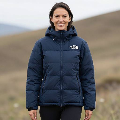 Smiling Woman in Navy North Face Jacket