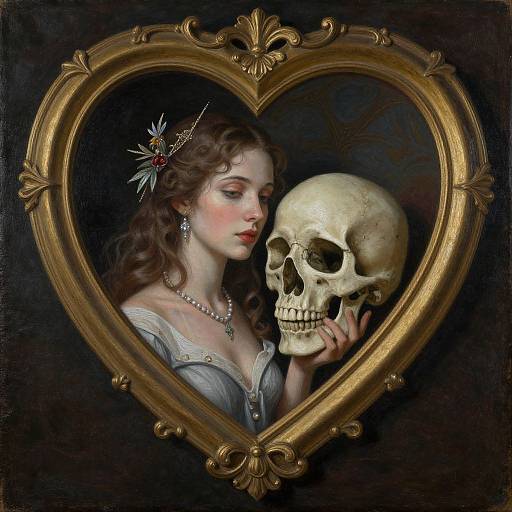 Surreal Woman and Skull Painting