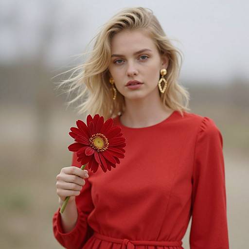 Aesthetic Red Outfit Girl Portrait