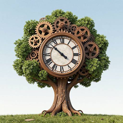 Fantastical Tree Clock Tower Fusion