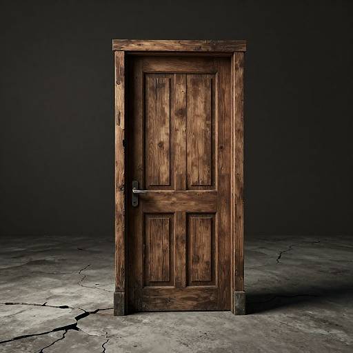 Mysterious Weathered Wooden Door Scene