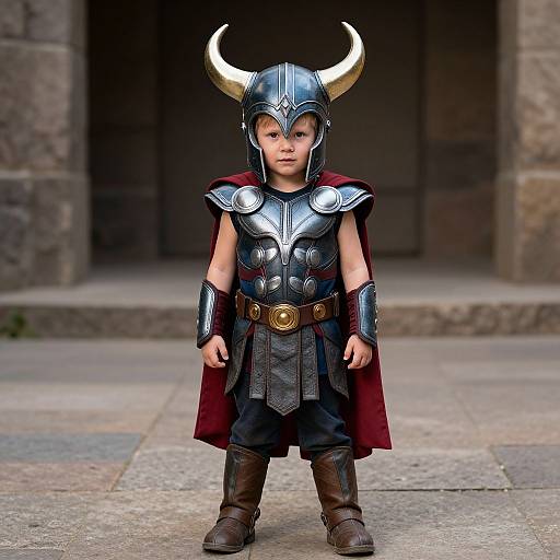 Toddler Thor in Horned Helmet