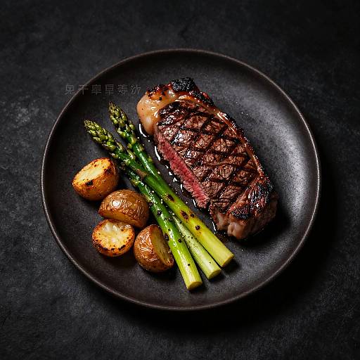 Top-Down Medium-Rare Steak Plate