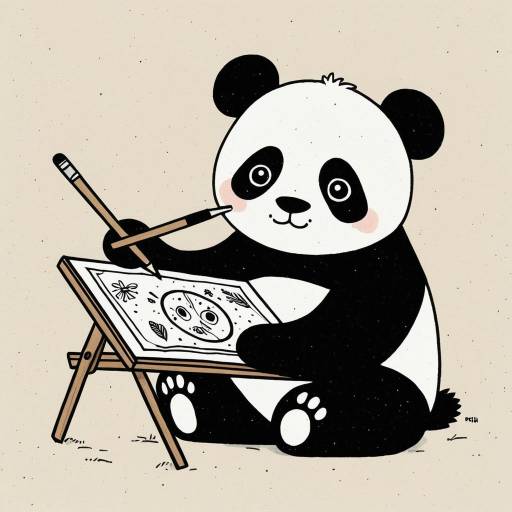 Cute Panda Painting Cartoon