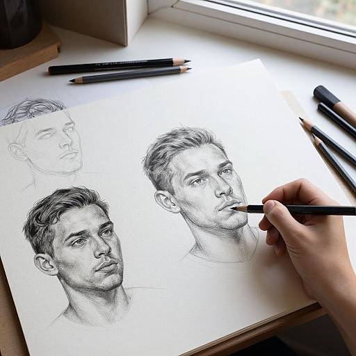 Realistic Face Drawing Tutorial Workspace