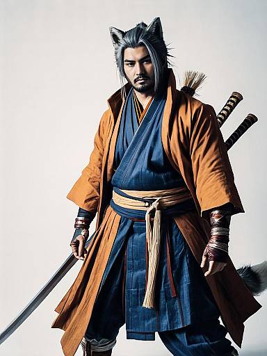 Man in Wolf Sekiro Cosplay Costume
