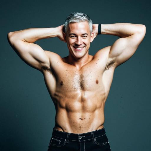 Smiling Fit Man with Grey Buzz Cut Posing