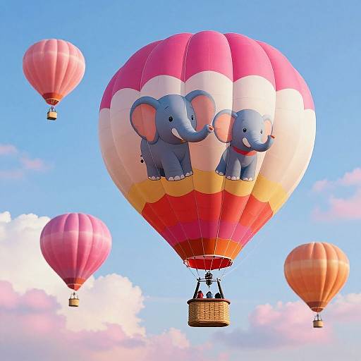 Whimsical Hot Air Balloons with Elephants