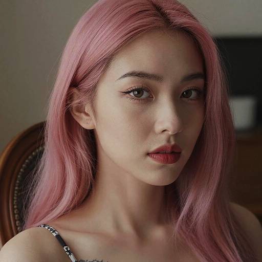 Hyperrealistic Portrait of Model with Pink Hair