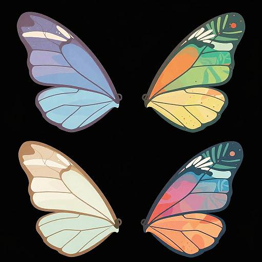 Colorful Tropical Insect Wings Asset