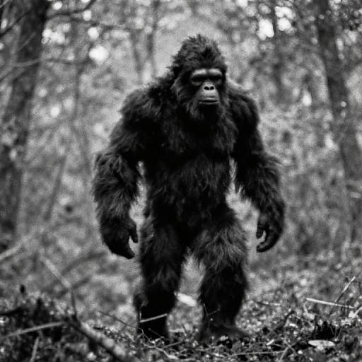 Grainy Black-and-White Sasquatch Walk