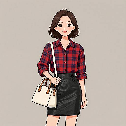 Casual Chic Woman with Plaid Shirt
