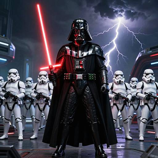 Trump as Darth Vader on Futuristic Battlefield