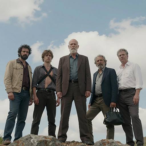 Five Men Standing on Rocky Outcrop